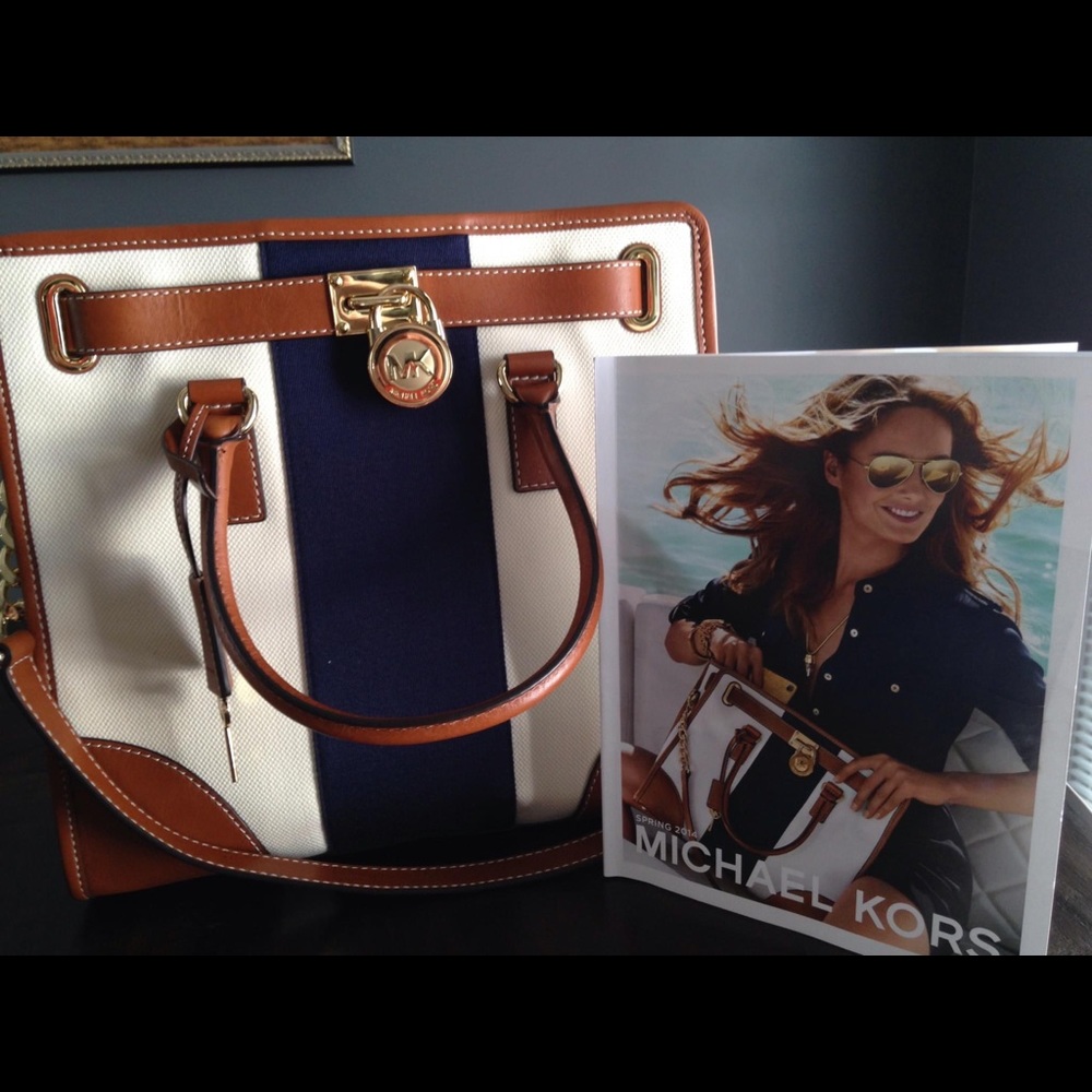 Micheal Kors show stopper nautical style canvas/ leather W/ lock and key